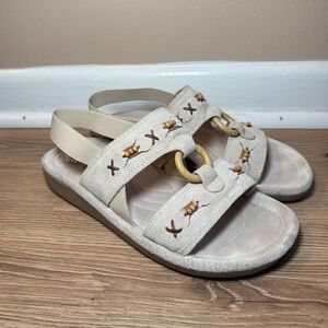 Earth Shoe Womens Beaded Embellished Boho Slingback Comfort Shoes 8.5 Wide